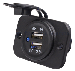 allpa Waterdichte DC inbouw stopcontact met 2x USB ingangen (enkel)