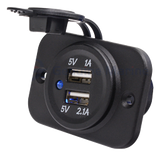 allpa Waterdichte DC inbouw stopcontact met 2x USB ingangen (enkel)