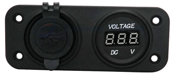 allpa Waterdichte DC inbouw stopcontact, 2x USB & 1x voltmeter (dubbel)