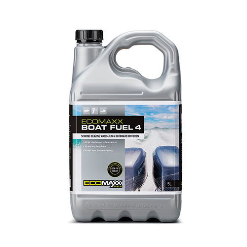 ECOMAXX BOAT FUEL 4T, 5L benzine, ethanolvrij, geschikt voor buitenboordmotoren, inboardmotoren en waterscooters.