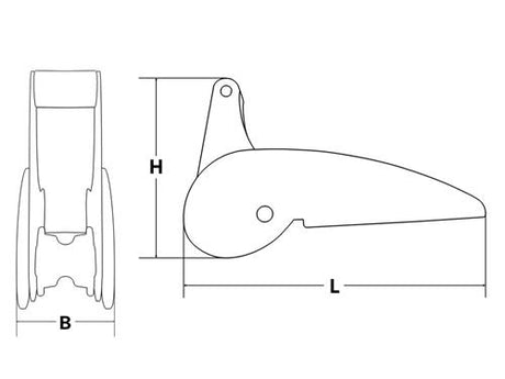 Hollex Bugrolle 320mm Edelstahl 316 für Anker max 10kg