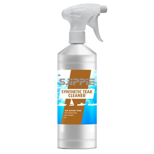 Sjippie Synthetic Teak Cleaner 1L, krachtige reiniger voor synthetische teakdekken, verwijdert zwarte strepen en vuil zonder schade.