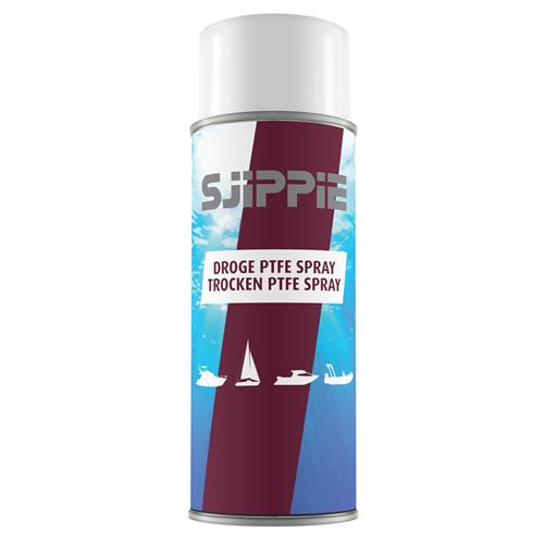 Sjippie droge PTFE spray – 400ml, smeert zonder residu, ideaal voor rubbers, ritsen, scharnieren en tentstokken.