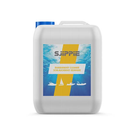 Sjippie Rubberboot Reiniger 2,5L, effectieve reiniger voor rubberboten, PVC en Hypalon, verwijdert zwarte strepen en herstelt verweerde delen.

