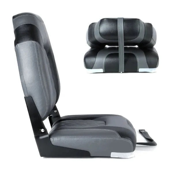 High Back Boat Seat - Foldable, Black/Anthracite with Extra Lumbar Support, volume discount