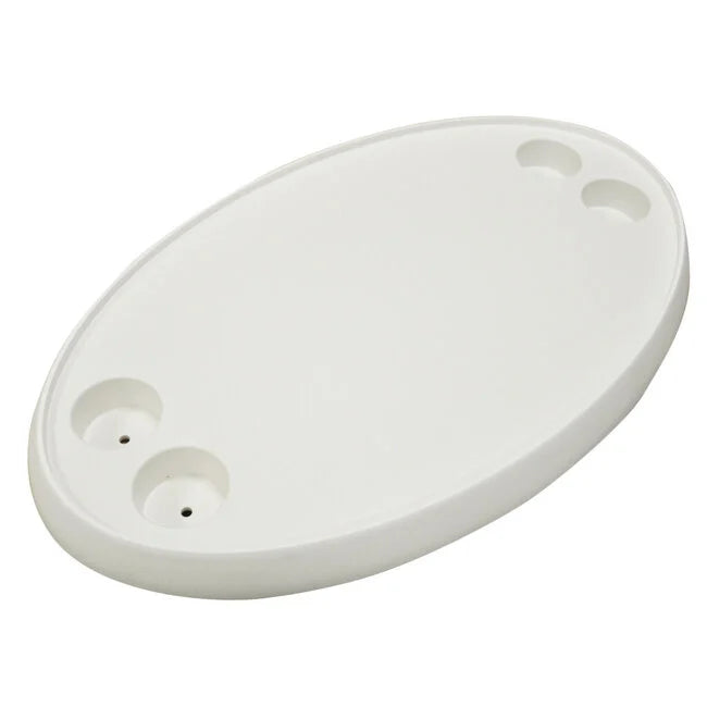 White Plastic Oval Boat Table with 4 Openings for Drinks