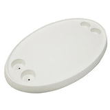 White Plastic Oval Boat Table with 4 Openings for Drinks