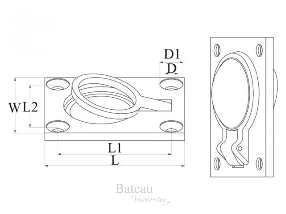 Luikring de luxe 48 x 38 mm - Bateau Bootservice