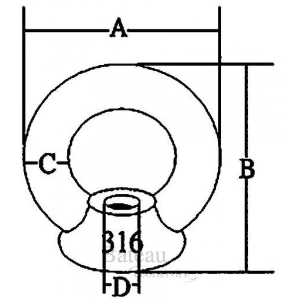 RVS schroefoog / oogmoer M8 - Bateau Bootservice