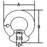 RVS schroefoog / oogmoer M8 - Bateau Bootservice