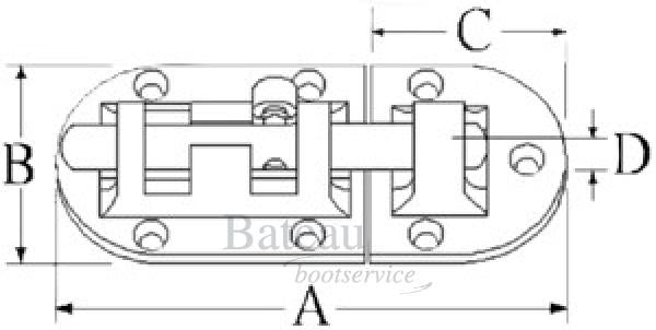 Schuifgrendel RVS L=90mm - Bateau Bootservice
